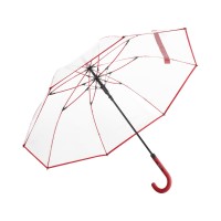 Зонт-трость 7112 Pure с прозрачным куполом, полуавтомат, прозрачный/красный