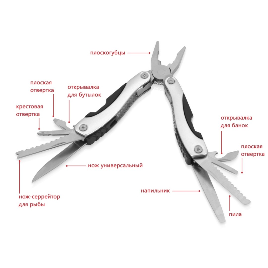 Мультиинструмент-пассатижи "Находка", серебристый/черный (Р)