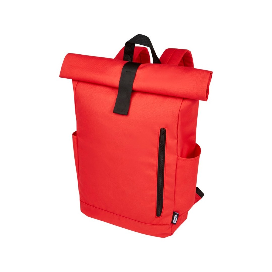 Рюкзак Byron 15,6" объемом 18 л со скручиваемым верхом, изготовленный из переработанного ПЭТ по стандарту GRS, красный