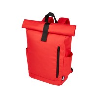 Рюкзак Byron 15,6" объемом 18 л со скручиваемым верхом, изготовленный из переработанного ПЭТ по стандарту GRS, красный