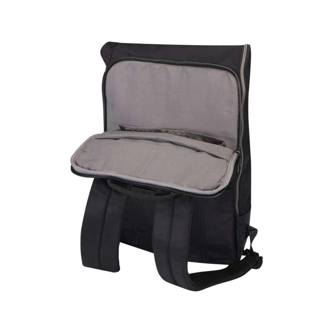 Рюкзак Rhine 15” GRS со сворачивающимся верхом на 18 л из материала, переработанного по стандарту GRS, сплошной черный