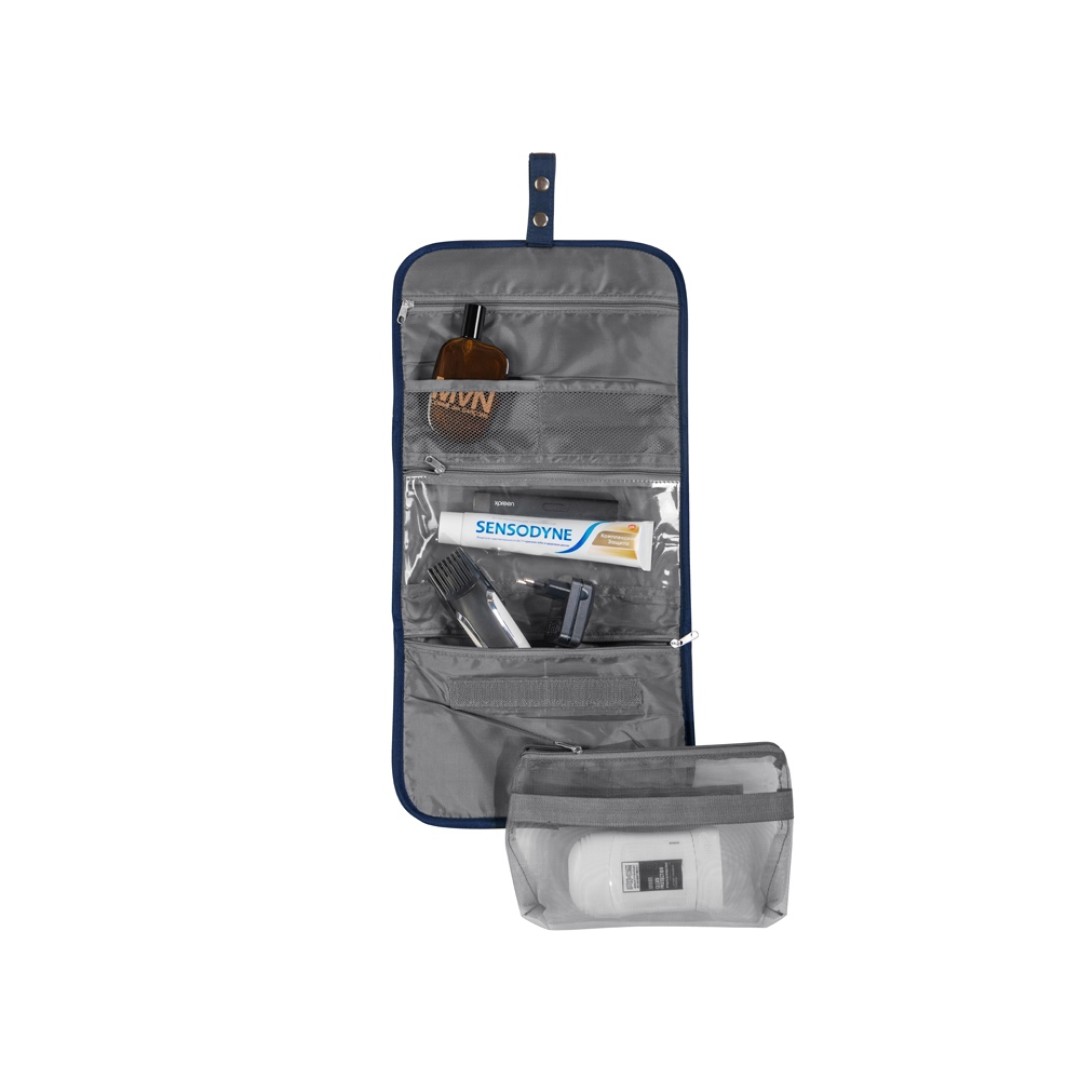 Несессер для путешествий со съемной косметичкой "Flat", темно-синий