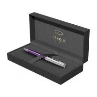 Шариковая ручка Parker Sonnet Essentials Violet SB Steel CT, цвет чернил black, перо: M, в подарочной упаковке.