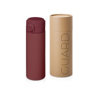 Вакуумная термокружка Waterline c кнопкой «Guard», 400 мл, тубус, бургунди