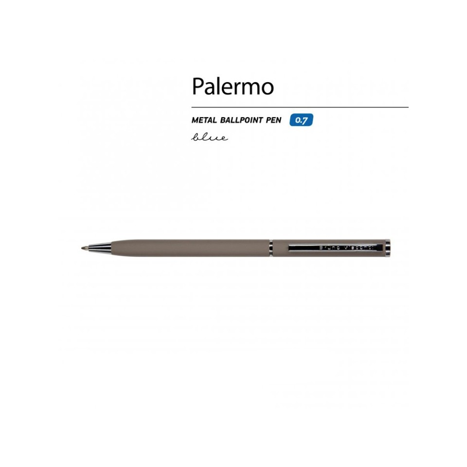 Ручка "Palermo" шариковая  автоматическая, серый металлический корпус  0,7 мм, синяя