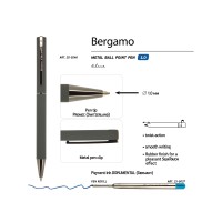 Ручка "Bergamo" шариковая автоматическая, серый металлический корпус, 0,7 мм, синяя