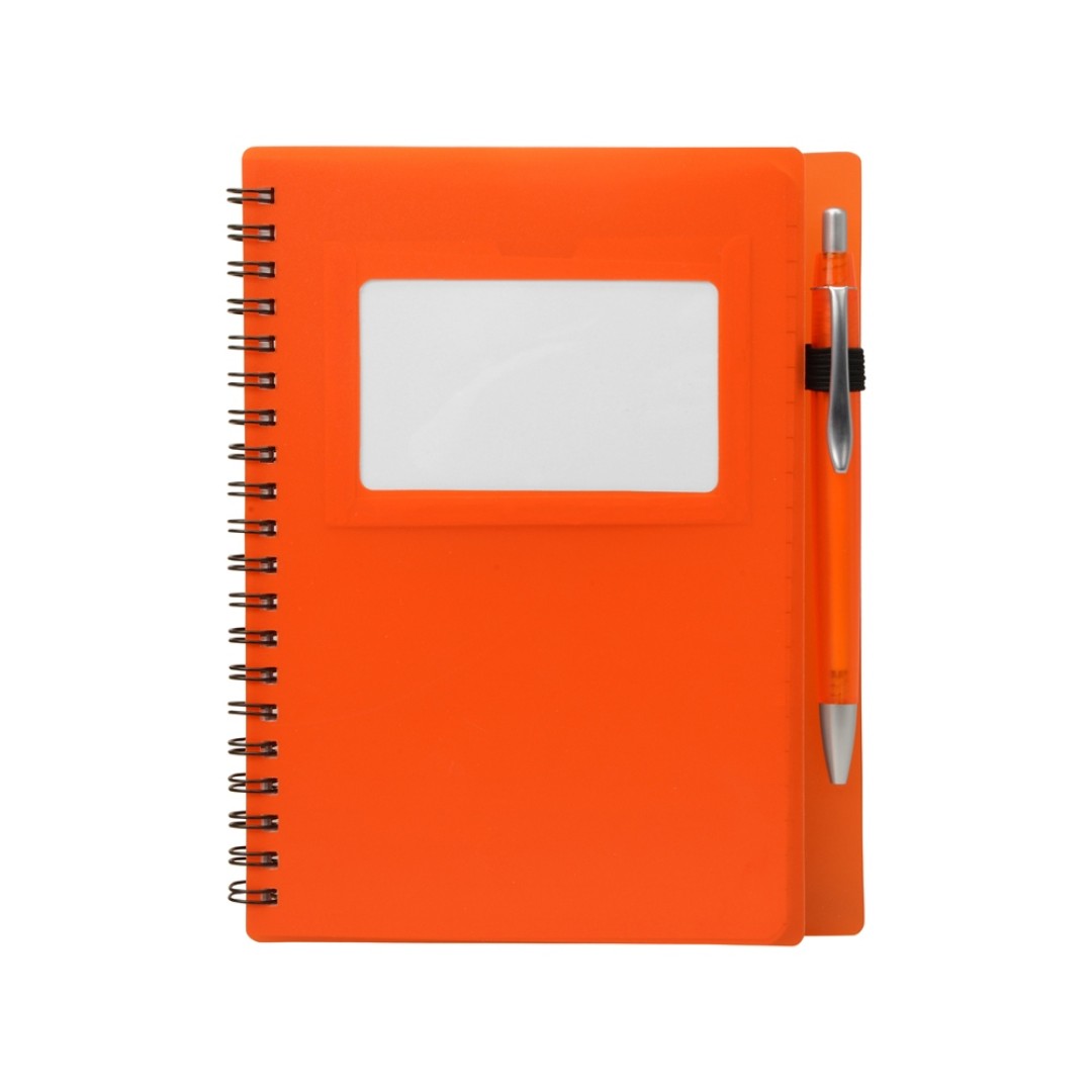 Блокнот "Контакт" с ручкой, оранжевый