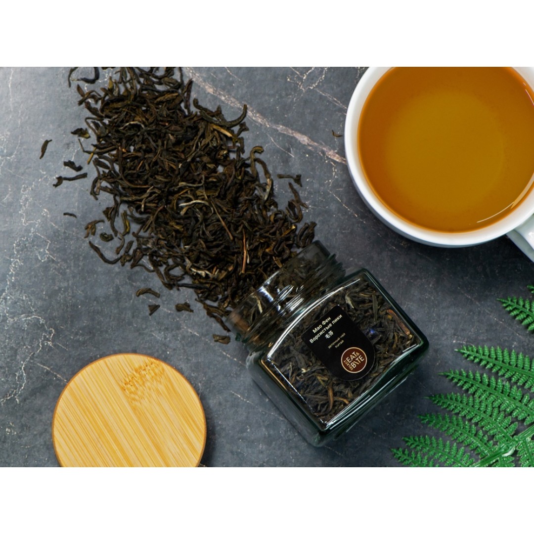 Чай зеленый, серия "Ceremony", Маофэн (ворсистые пики), стеклянная банка