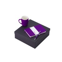 Подарочный набор с блокнотом С2, металлической ручкой и кружкой, фиолетовый