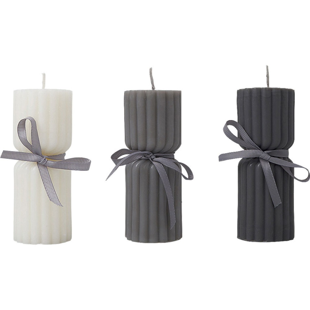Набор свечей с гранями "Vela", темно-серый, белый