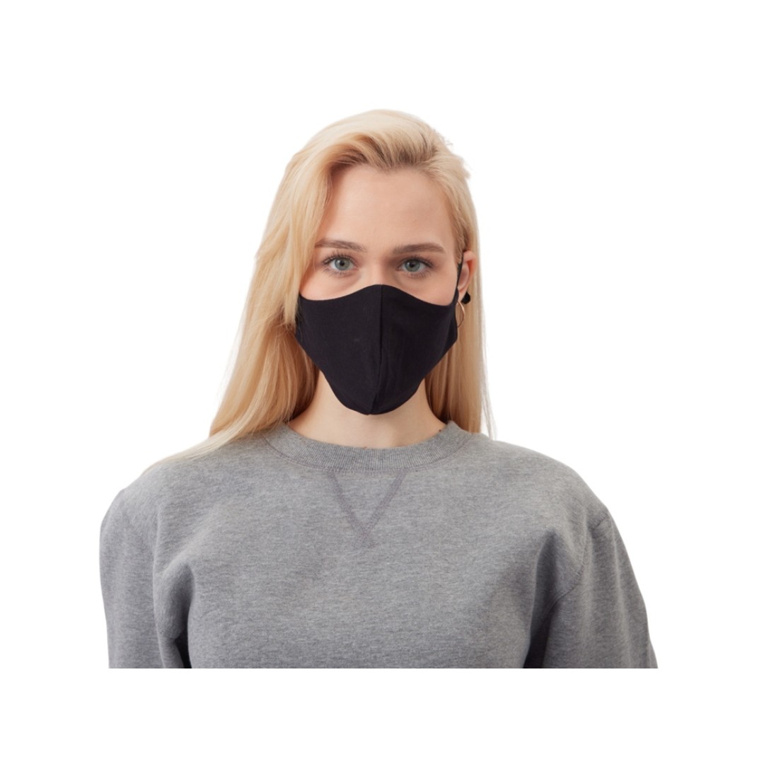Маска для лица многоразовая с фиксаторами, черная