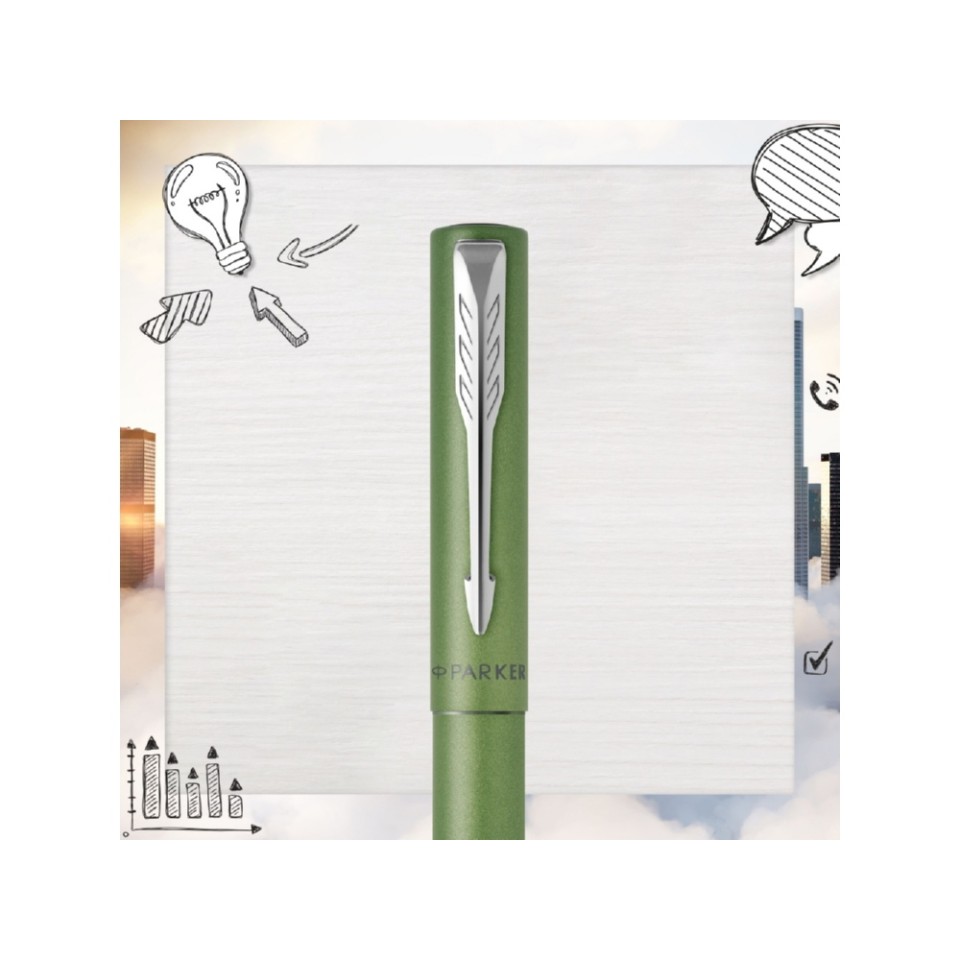 Ручка-роллер Parker Vector XL Green CT, цвет чернил black, стержень: F, в подарочной упаковке.