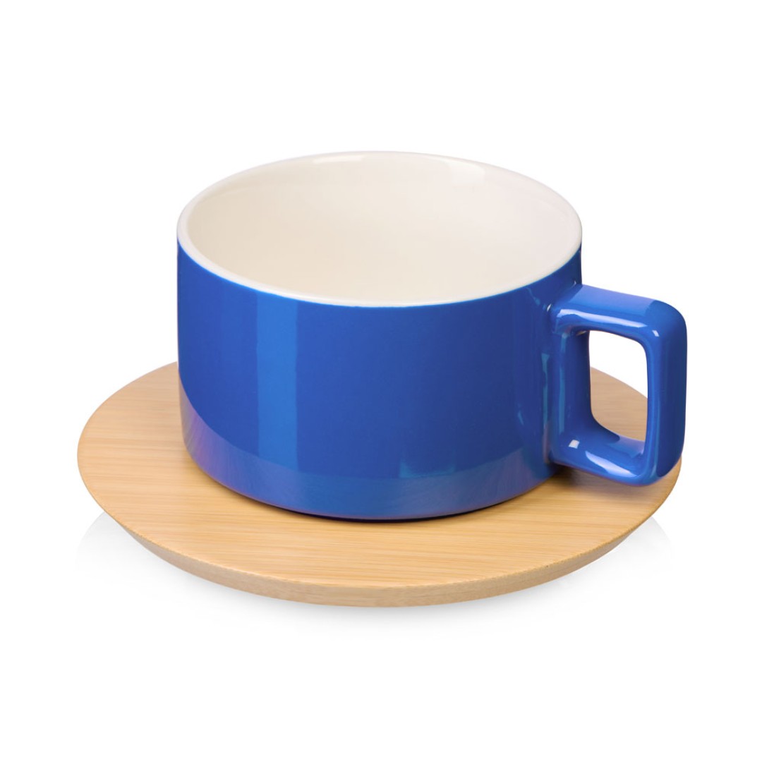 Набор чашка с бамбуковым блюдцем "Sheffield", синий