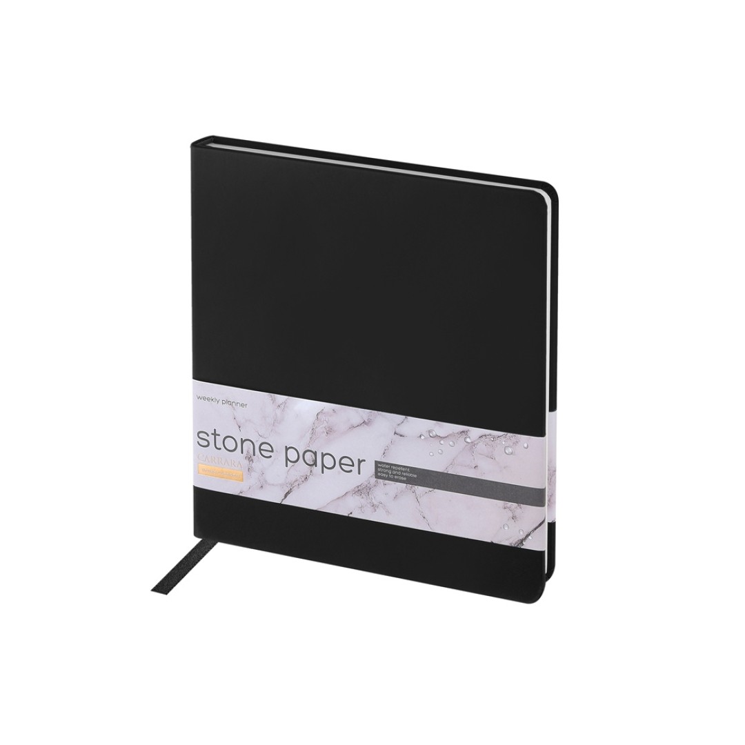 Еженедельник с каменной бумагой А5+ "Carrara", черный