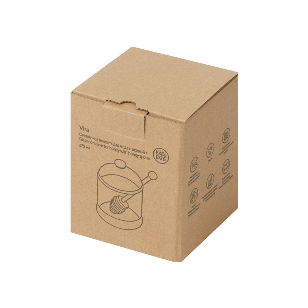 Стеклянная емкость для меда с ложкой "Vira"