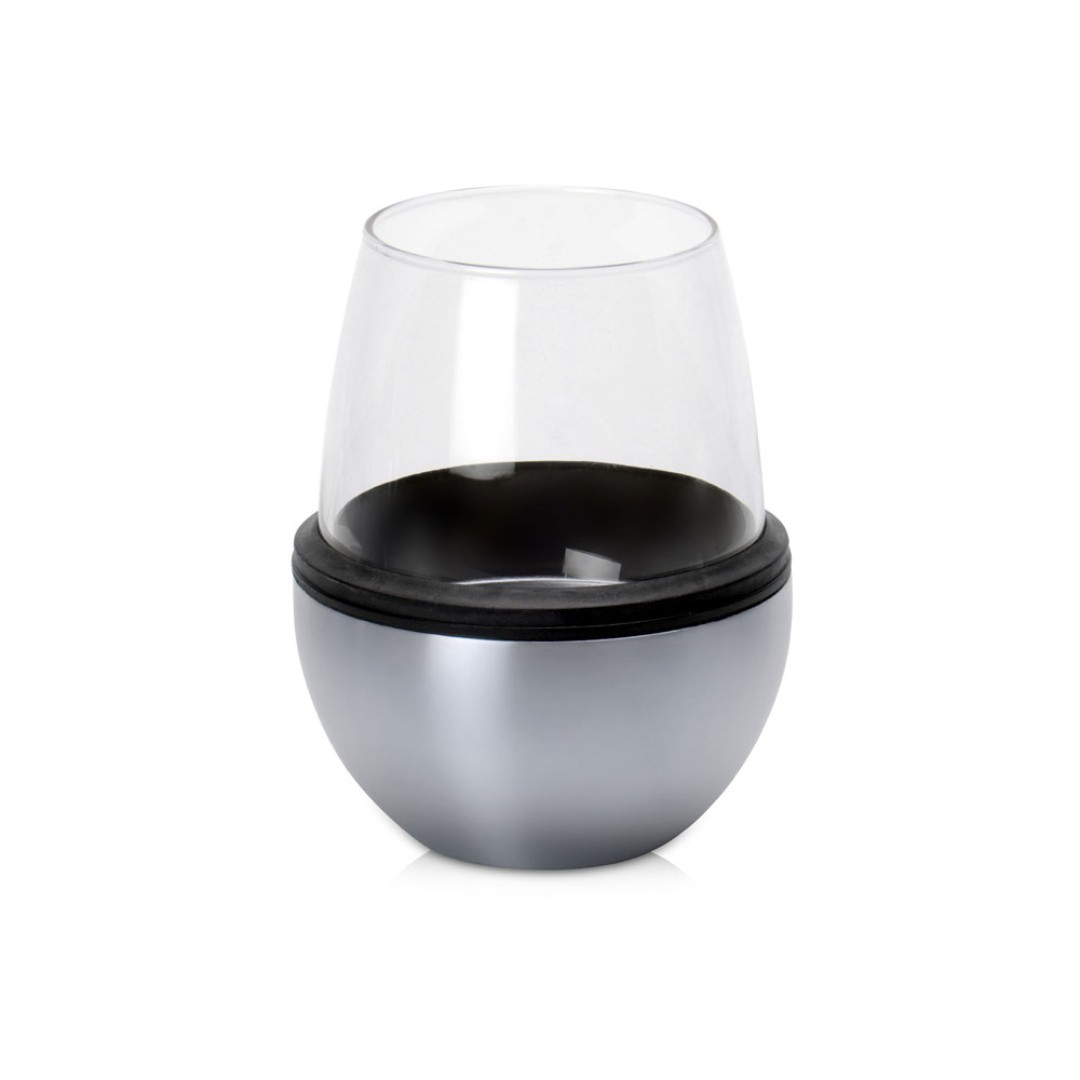 Тумблер для вина WINE KUZIE, серебристый