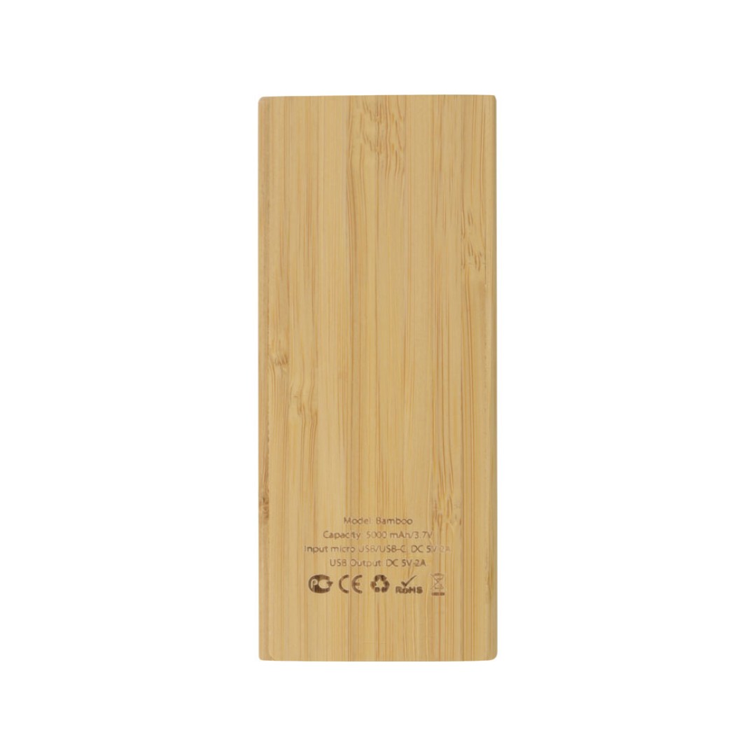 Внешний аккумулятор из бамбука "Bamboo", 5000 mAh