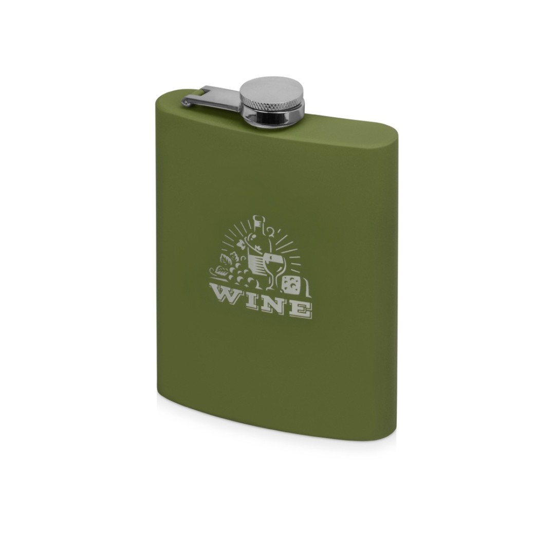 Фляжка 240 мл Remarque soft touch, 304 сталь, зеленый милитари