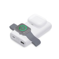 Внешний беспроводной аккумулятор 2-в-1 с функцией зарядки Apple Watch, QC/PD «AtomIQ», 10000 мАч, белый