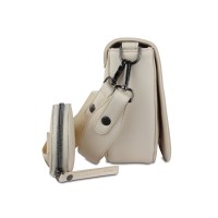 Сумка наплечная женская BUGATTI Almata, с кошельком, бежевая, полиуретан, 27х6х18,5 см