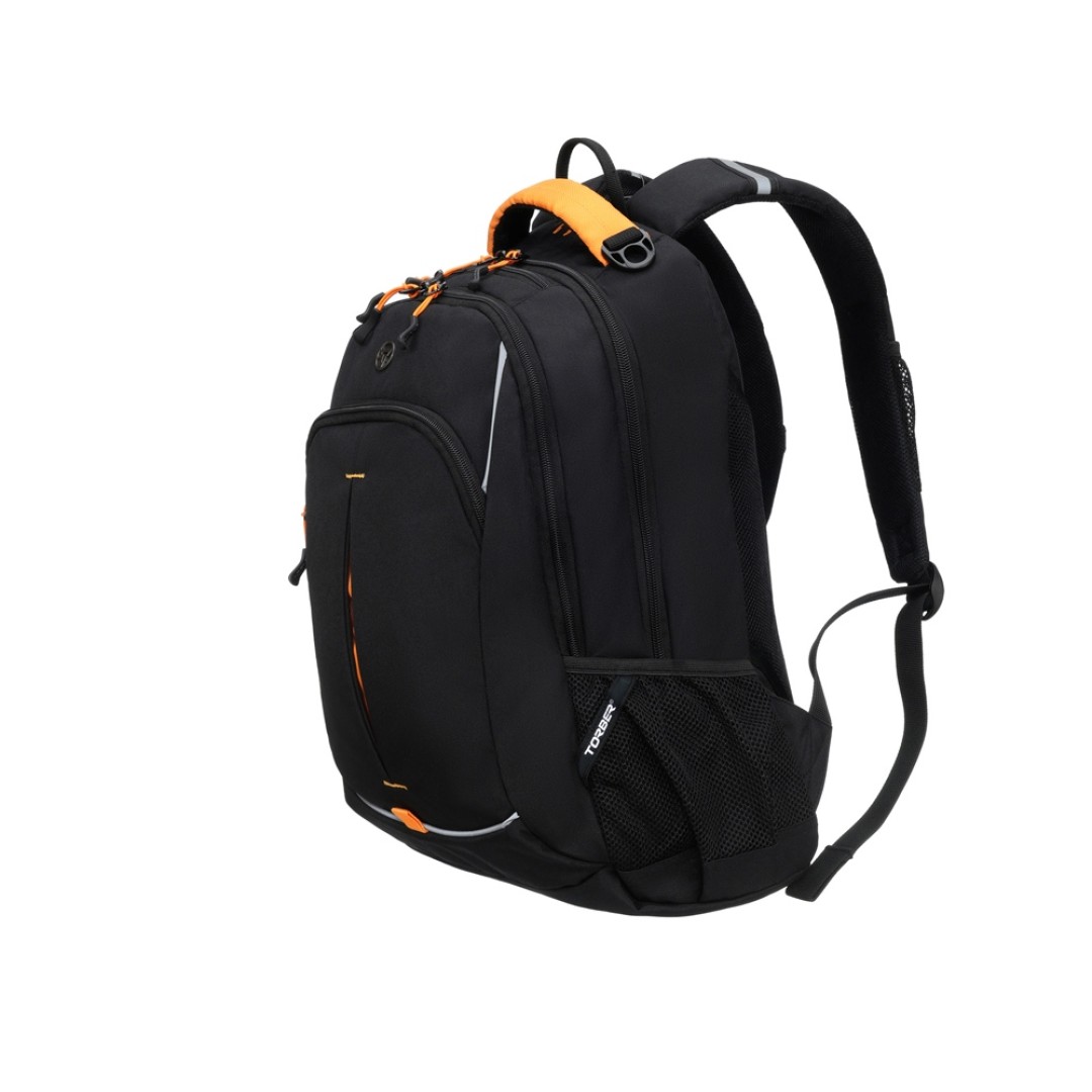 Рюкзак TORBER ROCKIT черный/оранжевый, полиэстер/добби, 32x15x46 см, 22 л