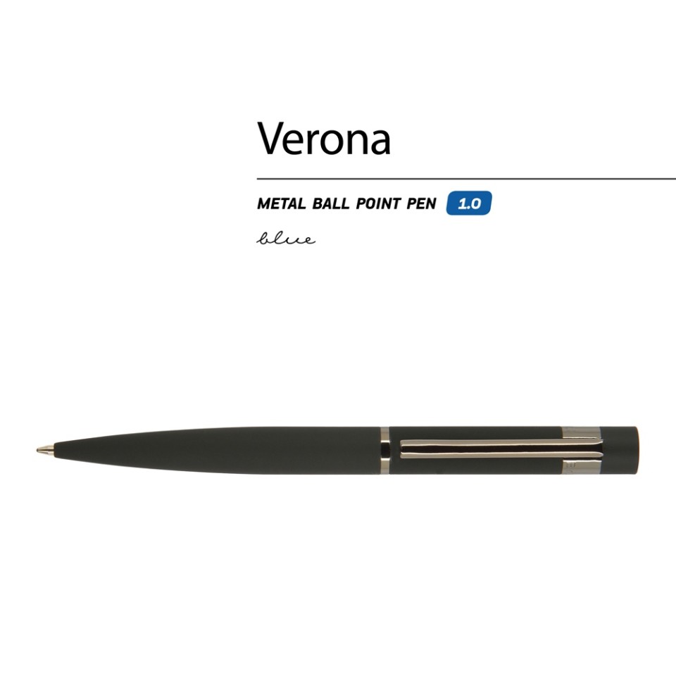 Ручка "Verona" шариковая  автоматическая, черный металлический корпус 1.0 мм, синяя