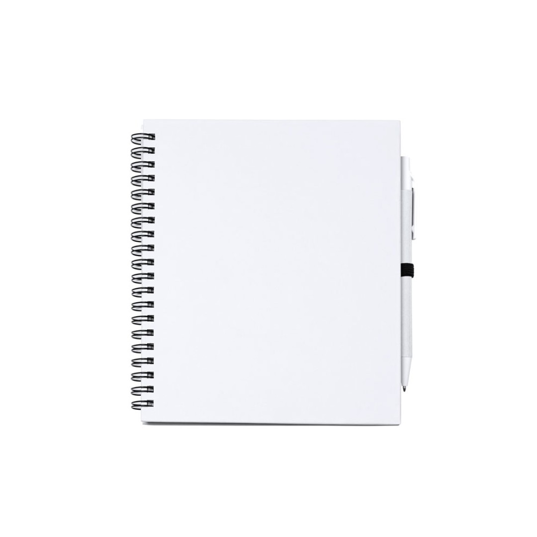 Блокнот LEYNAX с ручкой из переработанного картона, белый