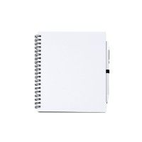 Блокнот LEYNAX с ручкой из переработанного картона, белый