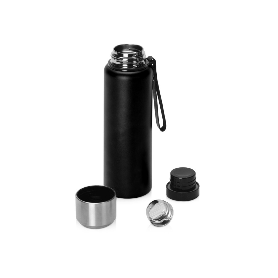 Вакуумный термос "Story" c покрытием powder, тубус, черный