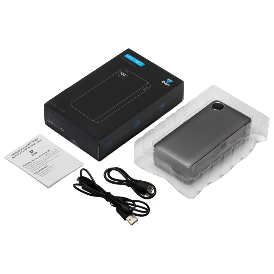 Внешний аккумулятор «Mild Pro» c быстрой зарядкой QC/PD, 20 000 mAh, серый