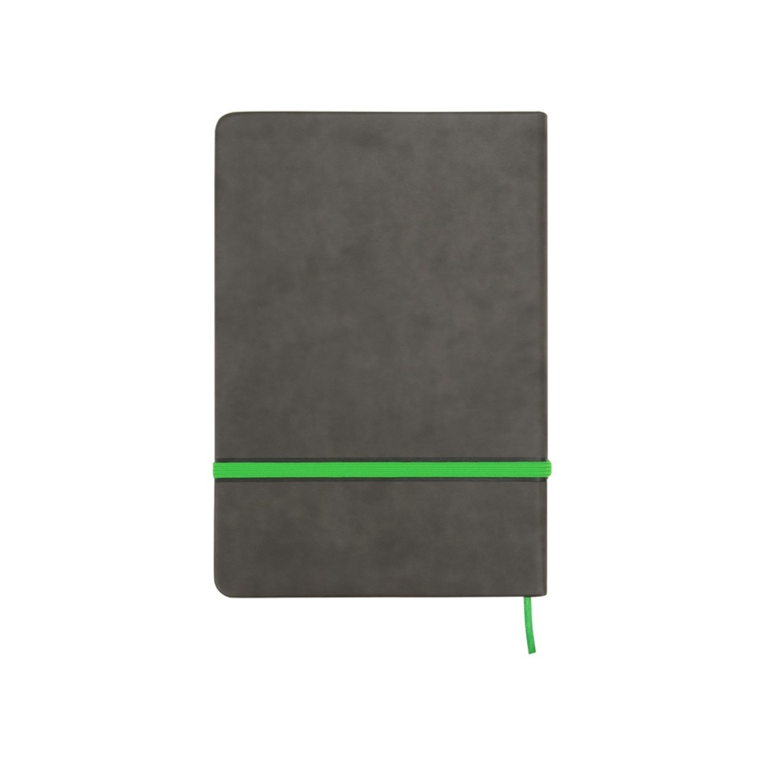 Блокнот «Color» линованный А5 в твердой обложке с резинкой, серый/зеленое яблоко