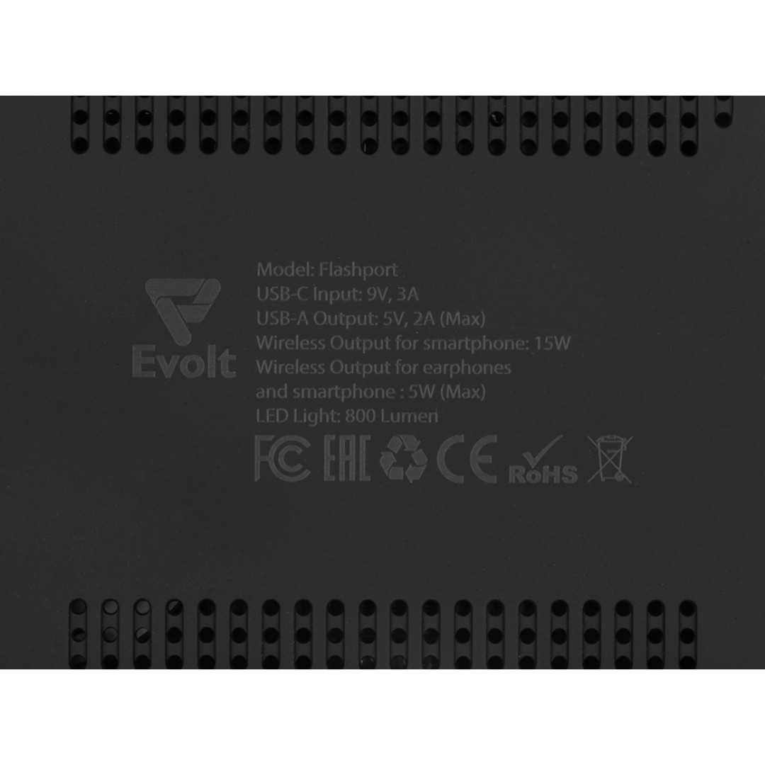 Складная зарядная станция с беспроводной зарядкой «Flashport», 15 Вт, черный