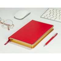 Ежедневник А5 недатированный «Chelsea», красный (золотистый кант и срез) (Р)