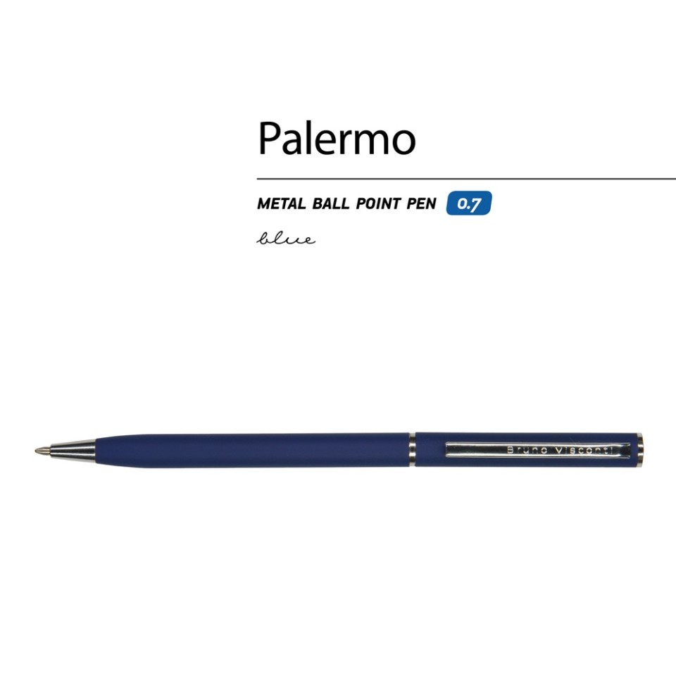 Ручка "Palermo" шариковая  автоматическая, темно-синий металлический корпус, 0,7 мм, синяя