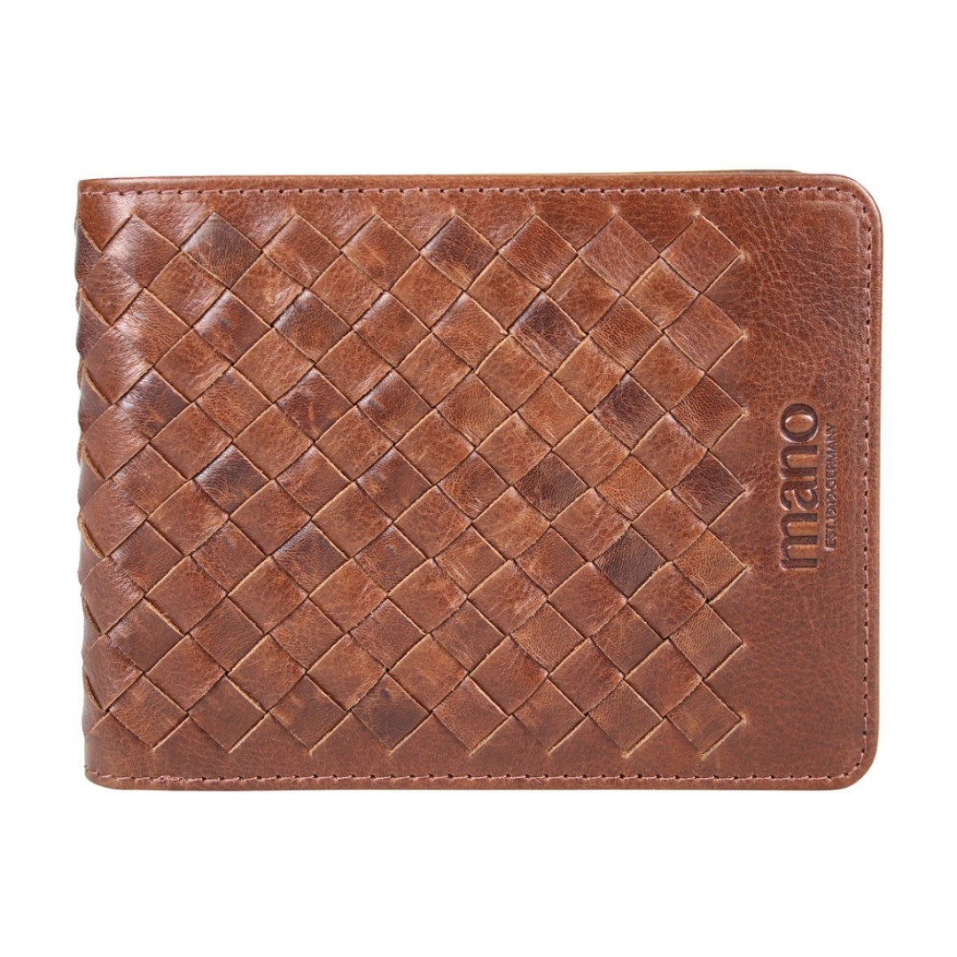 Бумажник Mano "Don Luca", натуральная кожа в коньячном цвете, 12,5 х 9,7 см