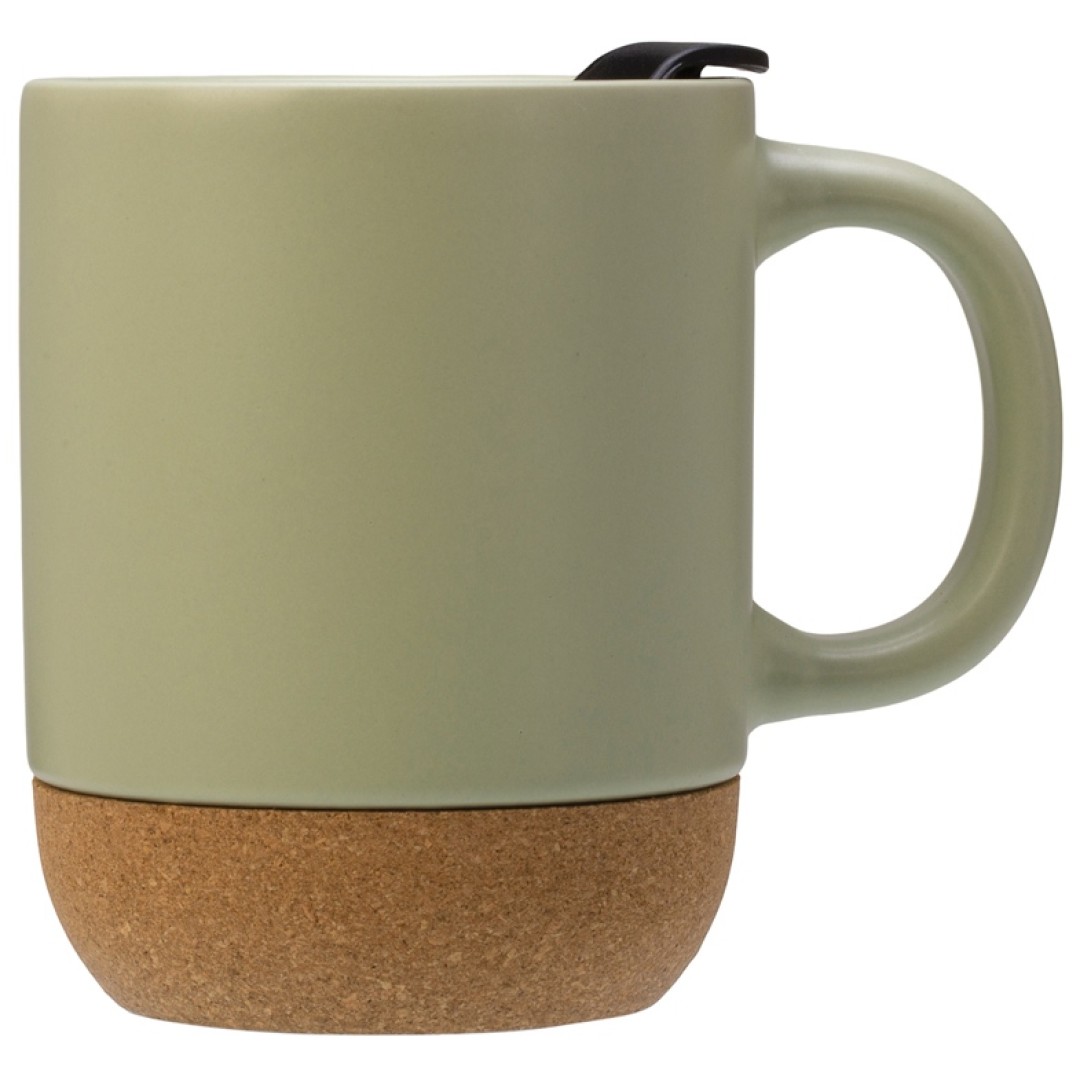 Кружка Denpasar с пробковым дном и крышкой, цветная с двух сторон, оливковый