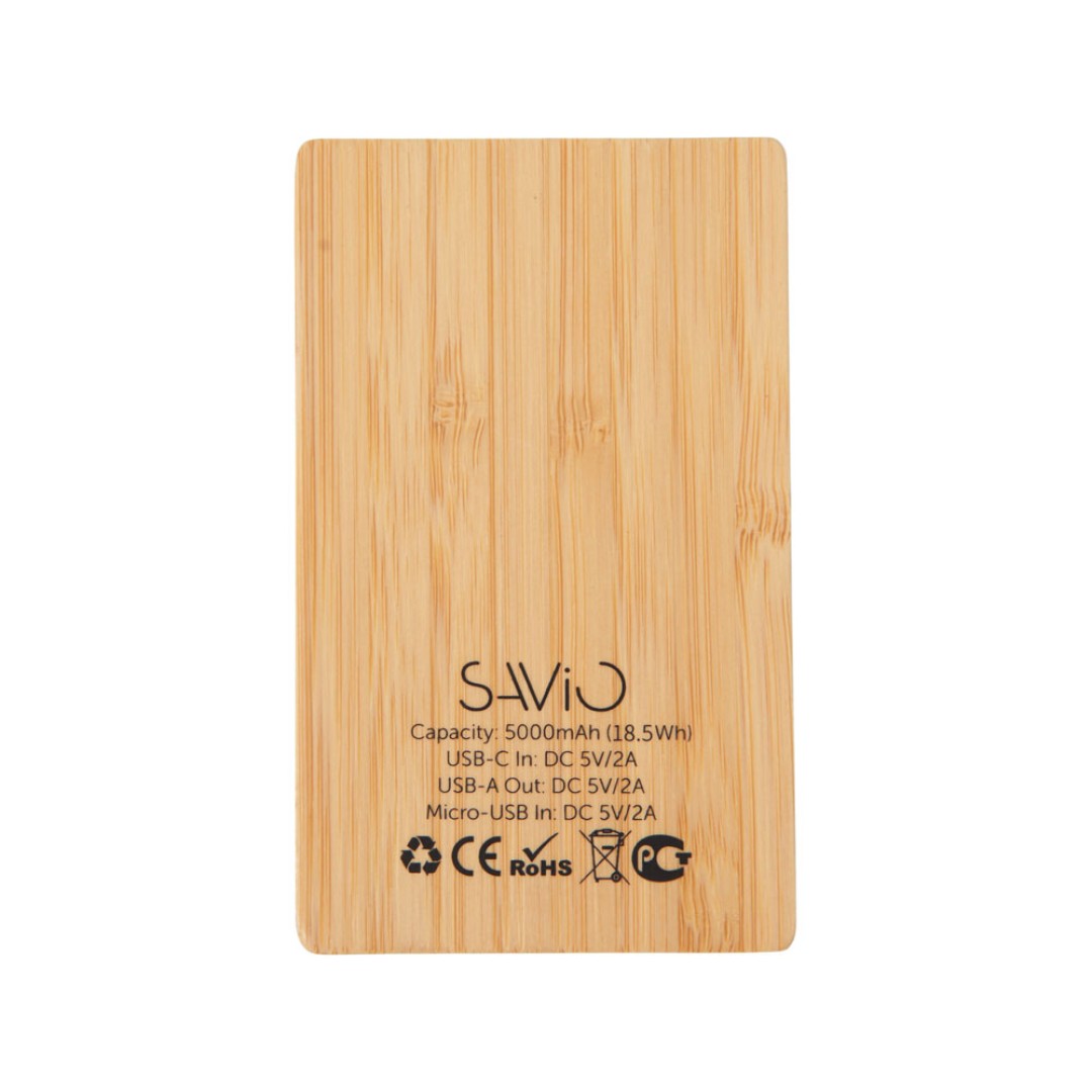 Внешний аккумулятор с подсветкой лого «Reedia S2», 5000 mAh, бамбук, черный