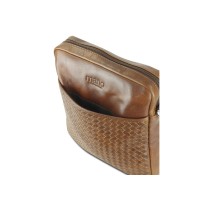 Сумка через плечо Mano "Don Luca", натуральная кожа в коньячном цвете, 23 х 26,5 х 4,5 см