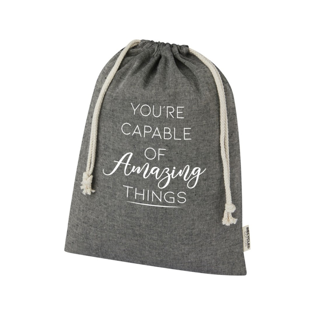 Большая подарочная сумка Pheebs объемом 4 л из хлопка плотностью 150 г/м2, черный