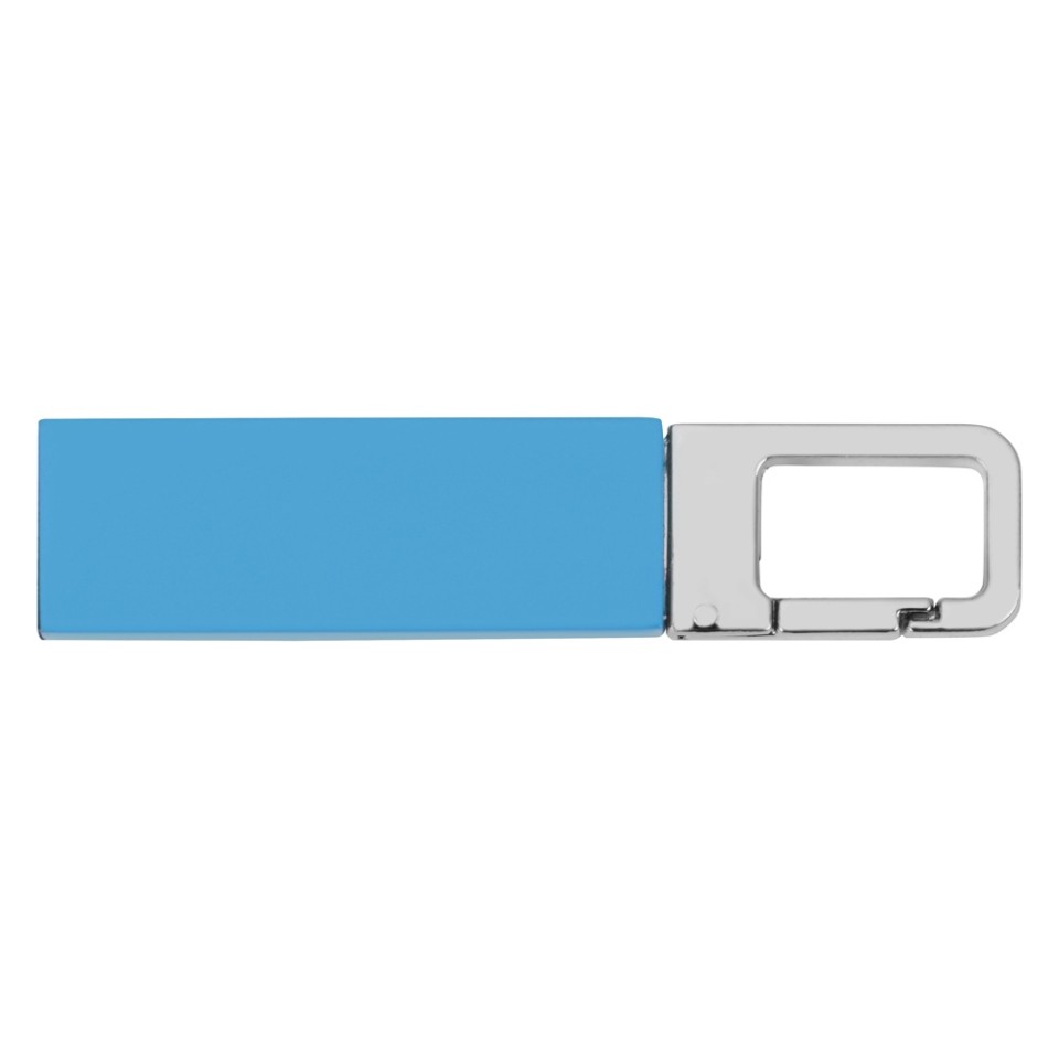 Флеш-карта USB 2.0 16 Gb с карабином "Hook", голубой/серебристый