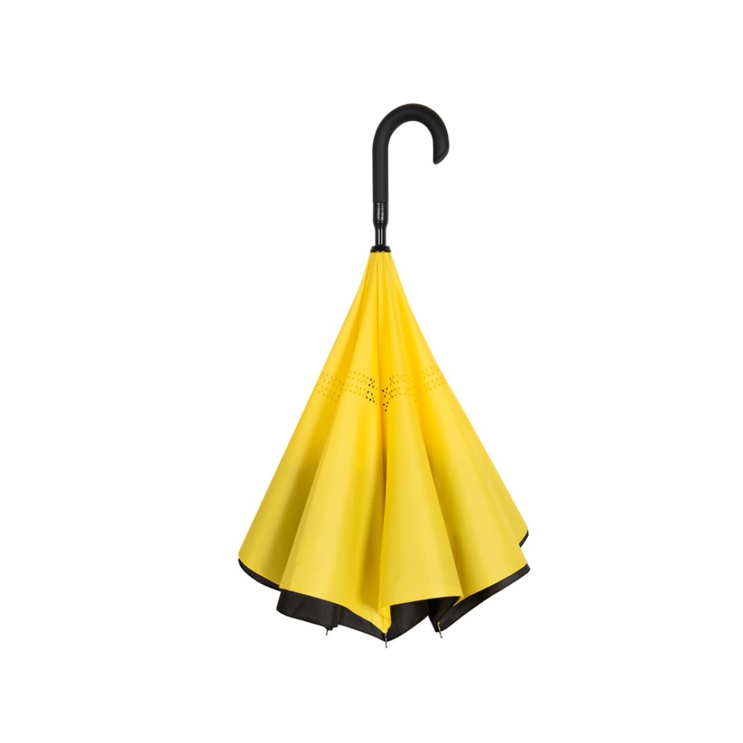 Зонт-трость наоборот Inversa, полуавтомат, черный/желтый