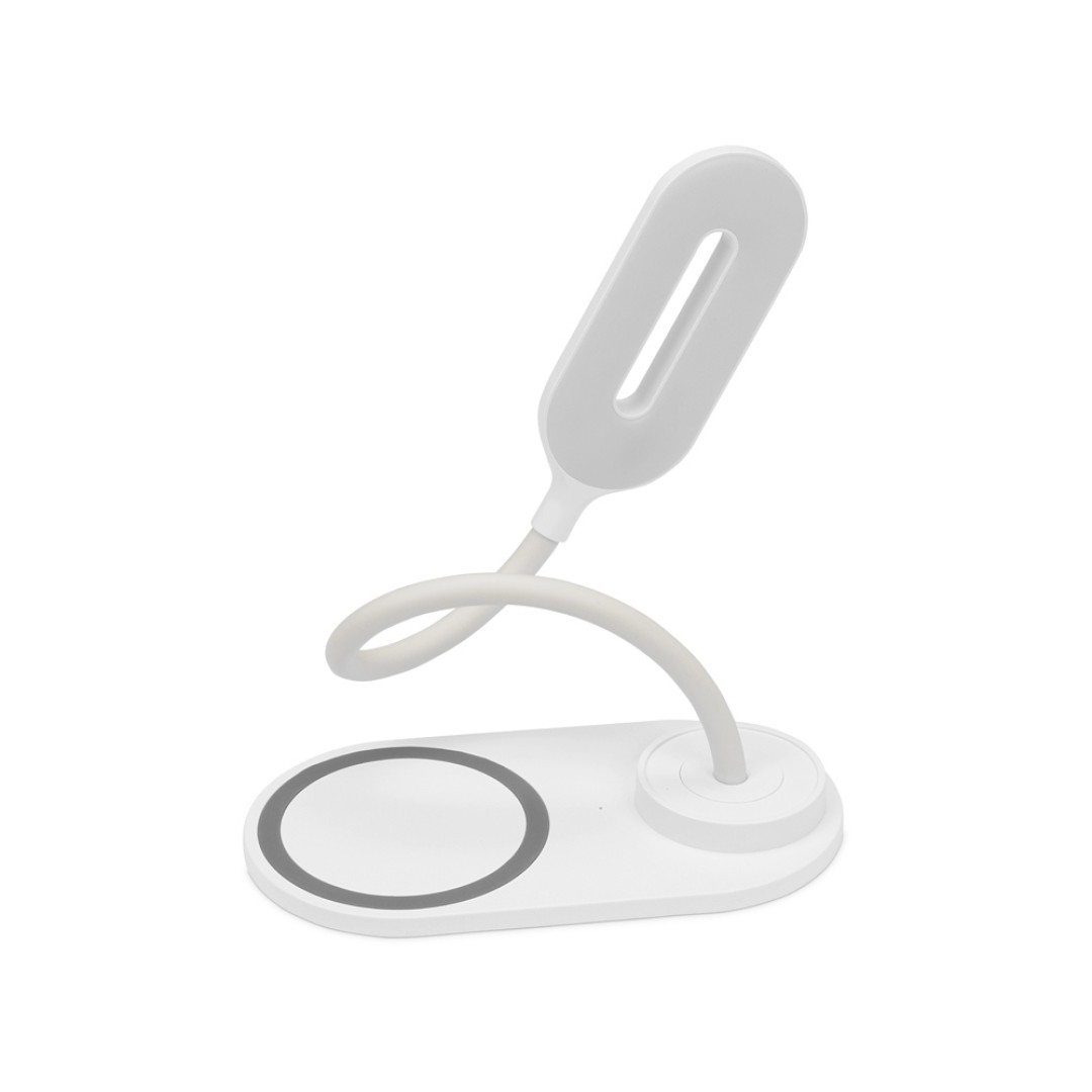 Настольный светильник с беспроводной зарядкой "Flamp", белый