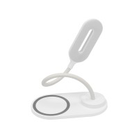 Настольный светильник с беспроводной зарядкой "Flamp", белый