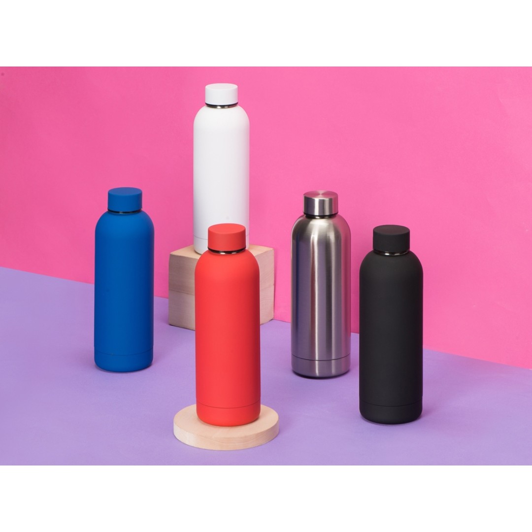 Вакуумная термобутылка "Cask" Waterline, soft touch, 500 мл, синий