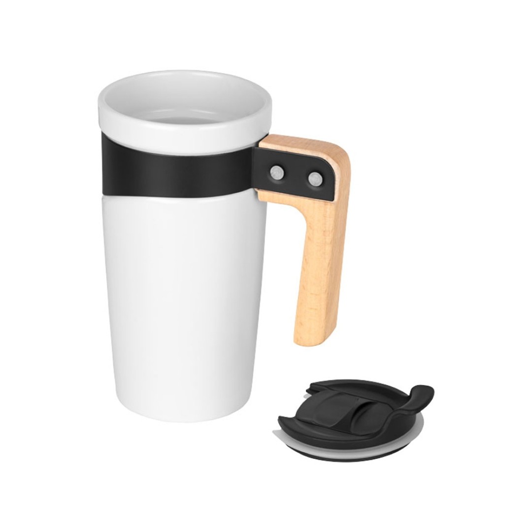 Керамическая кружка с ручкой из дерева «Grotto», белый