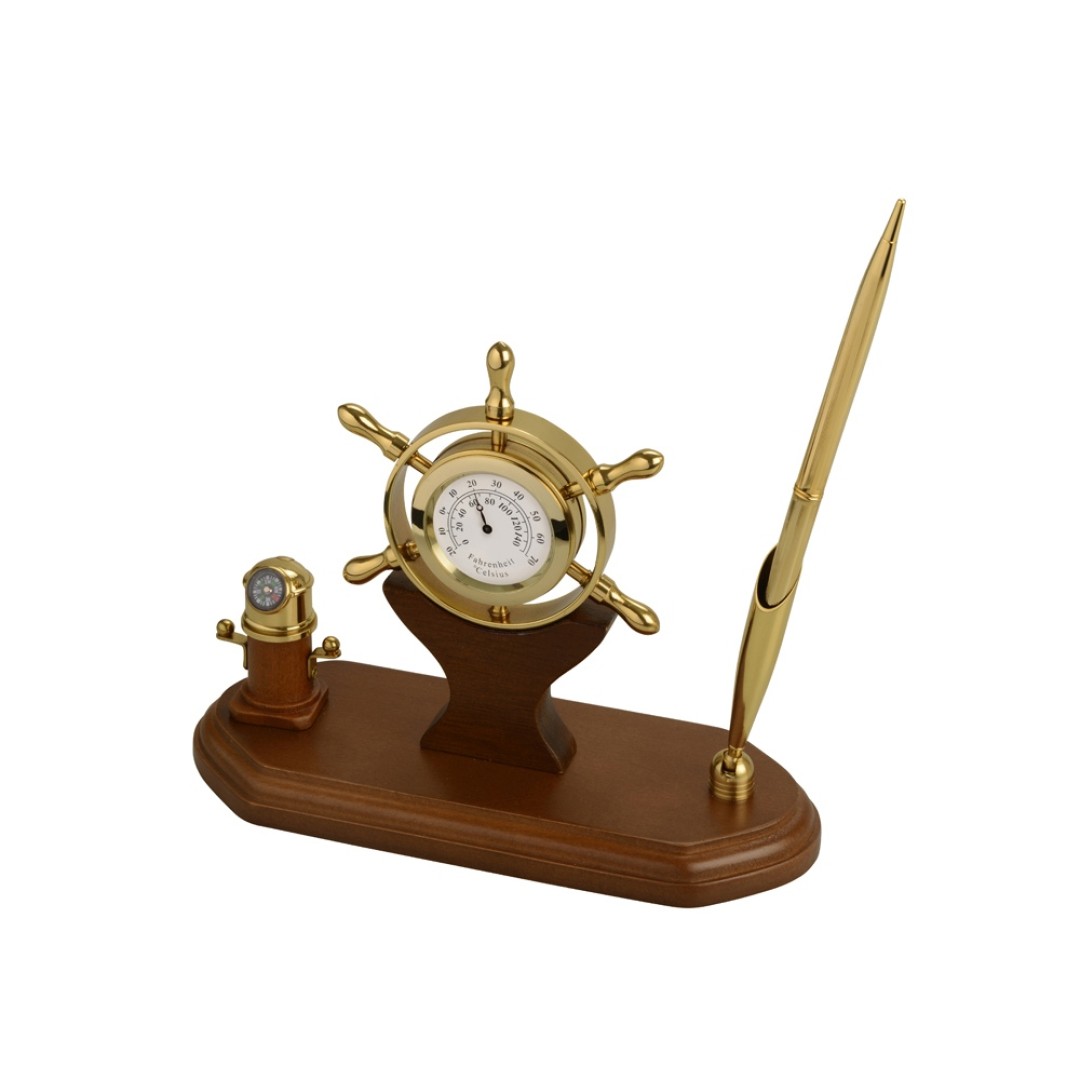 Настольный прибор «У руля», коричневый/золотистый