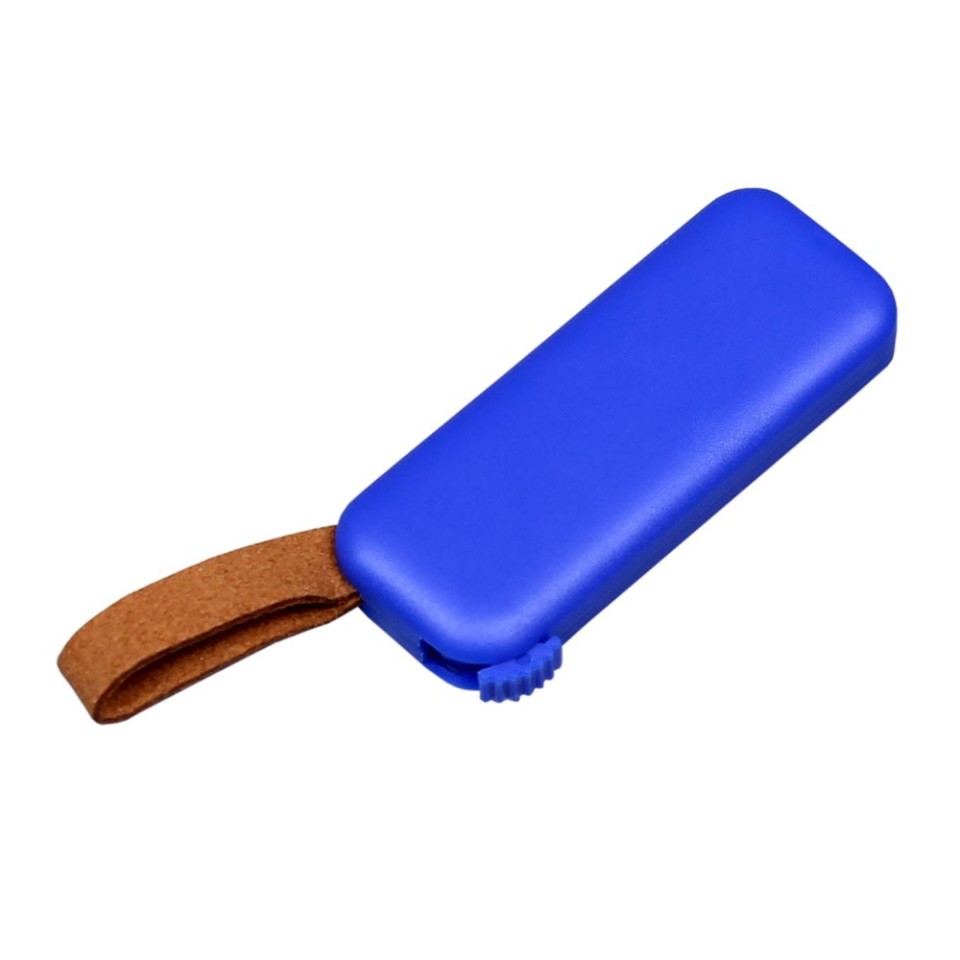 USB-флешка промо на 32 Гб прямоугольной формы, выдвижной механизм, синий