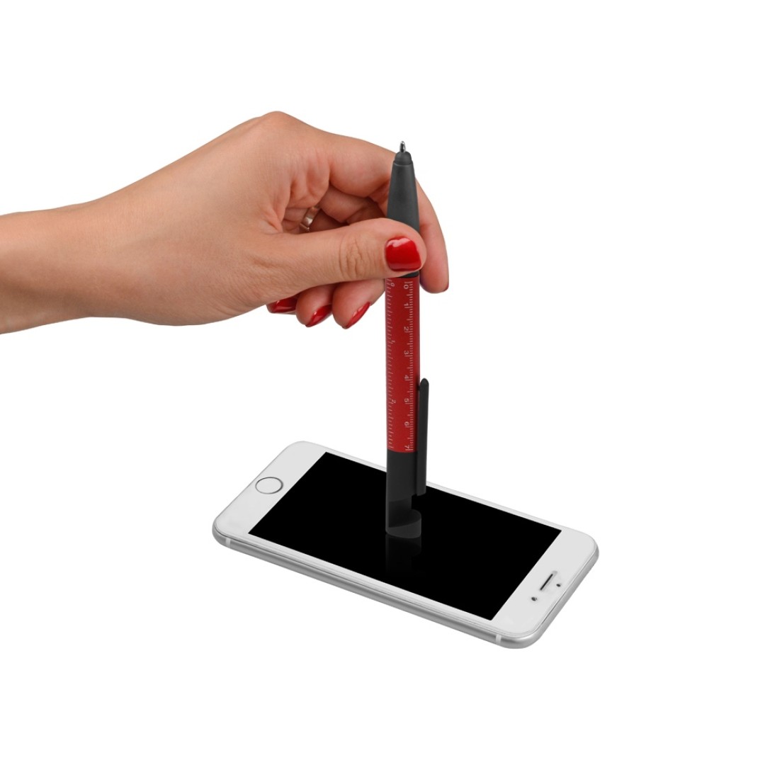 Ручка-стилус металлическая шариковая многофункциональная (6 функций) «Multy», красный