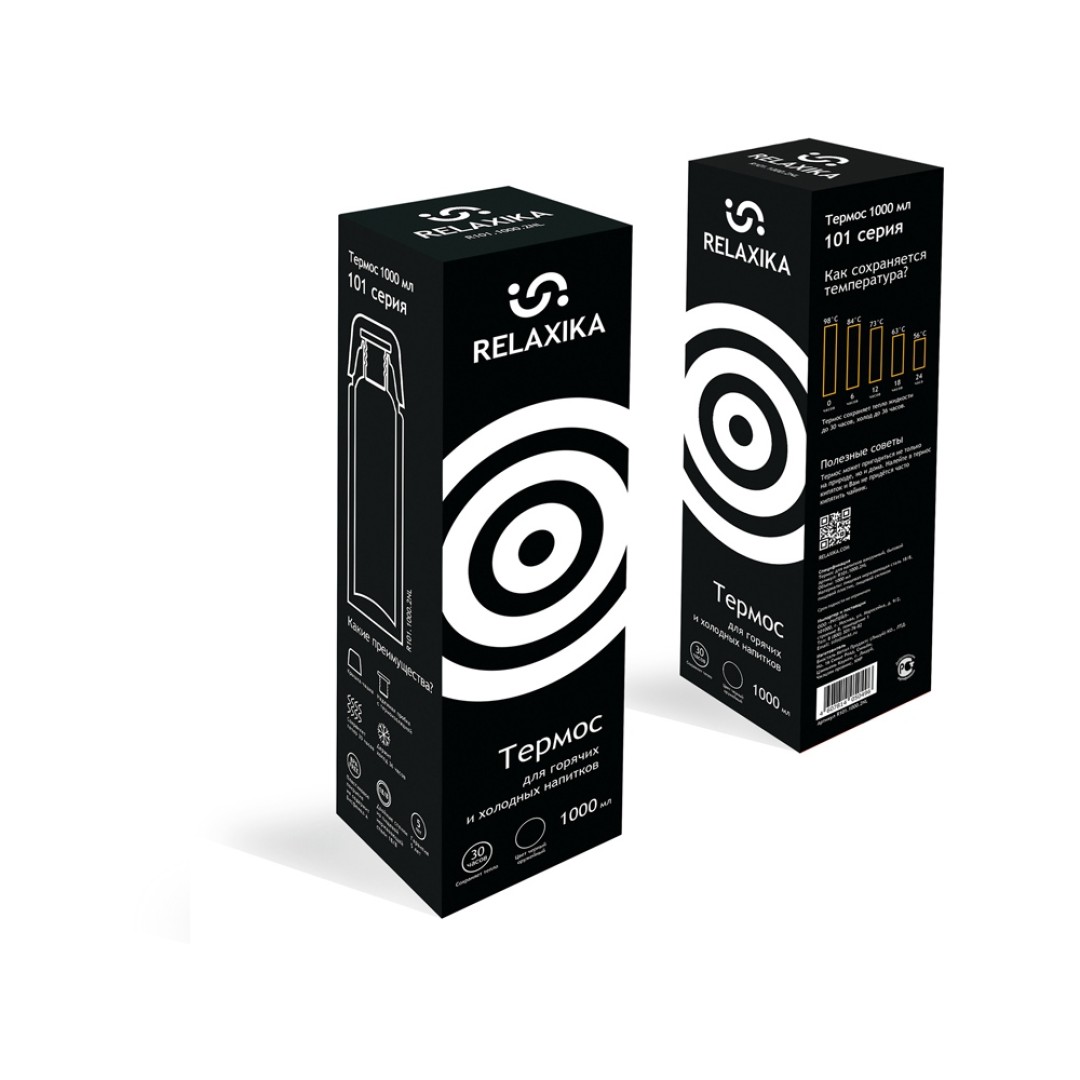 Термос Relaxika 101 (1 литр), черный (без лого)