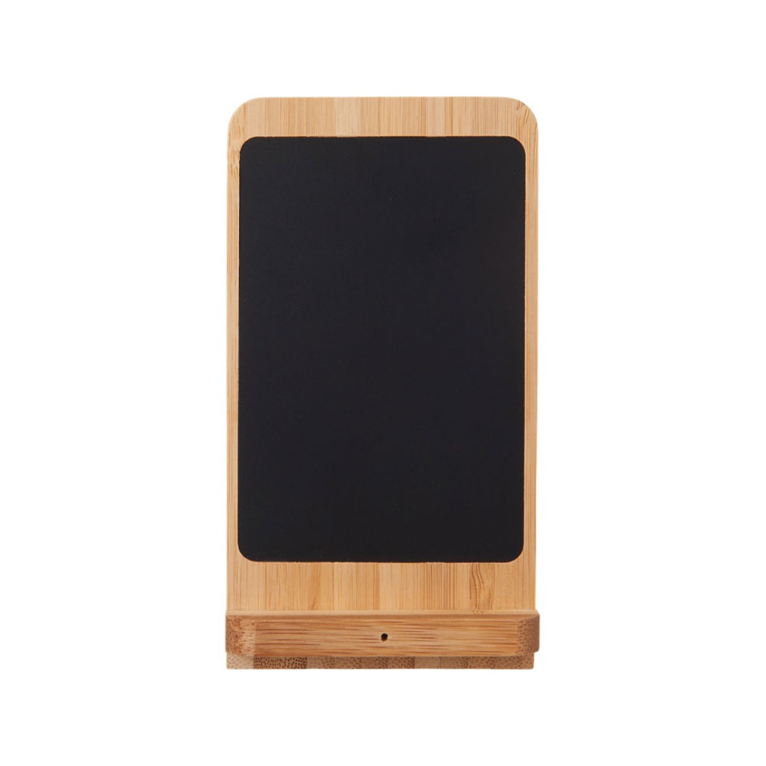 Беспроводное зарядное устройство 2-в-1 с подсветкой лого «Reedia S4», 15 Вт, бамбук, черный